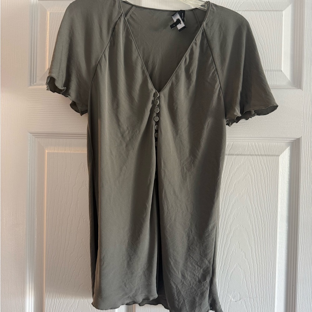 Theory Olive Short Sleeve Blouse